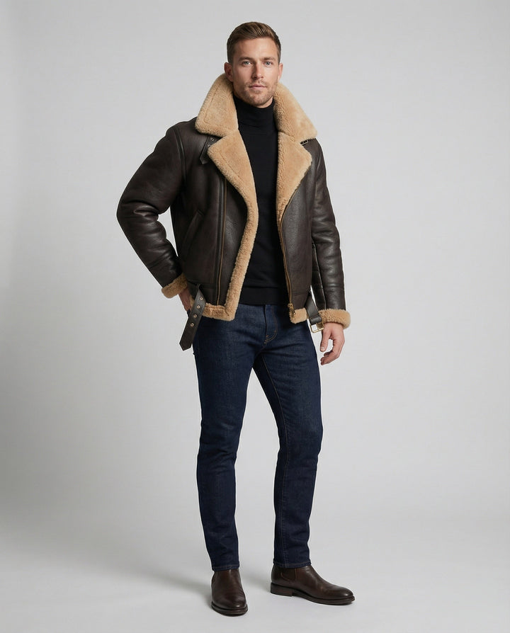 Luxus en peau de mouton pilote jacket