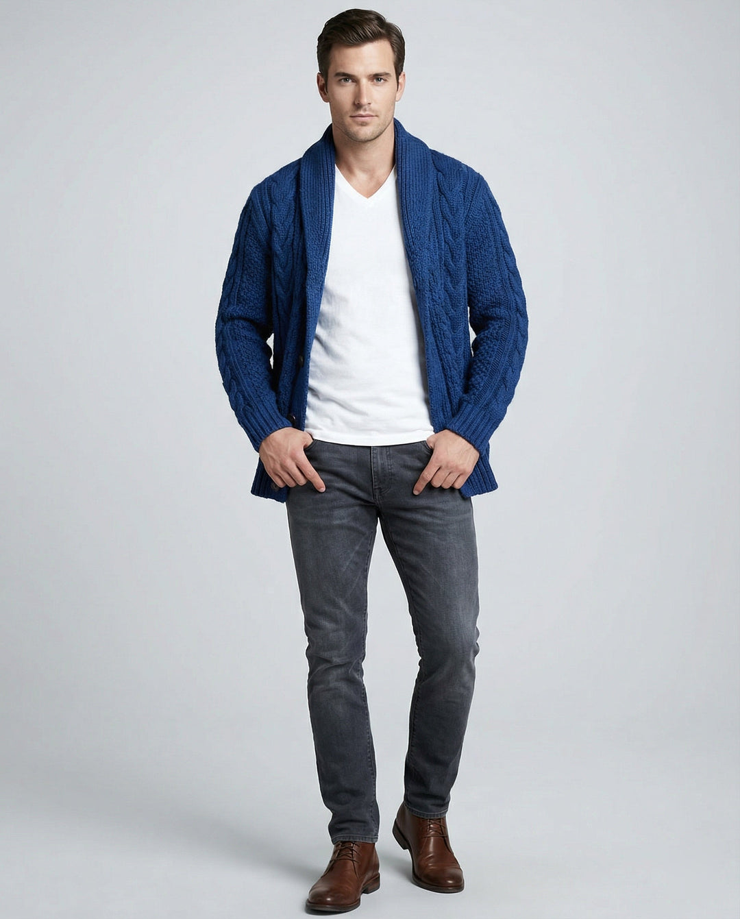 Veste en tricot à motif torsadé chaud