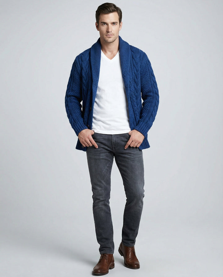 Veste en tricot à motif torsadé chaud
