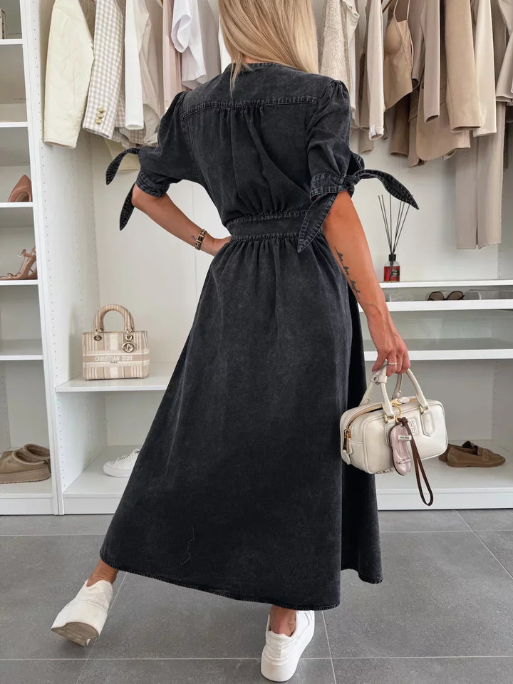 Levoire | Robe Maxi Avec Manches Bouffantes Et Boutonnière Pour Femmes