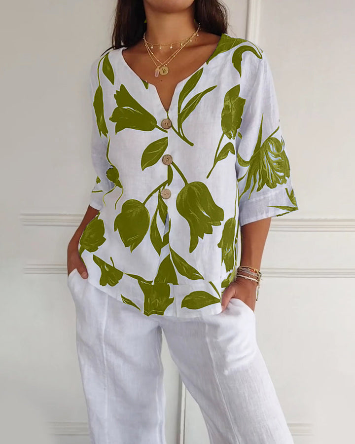 Levoire | Femmes Haut À Imprimé Floral Vert