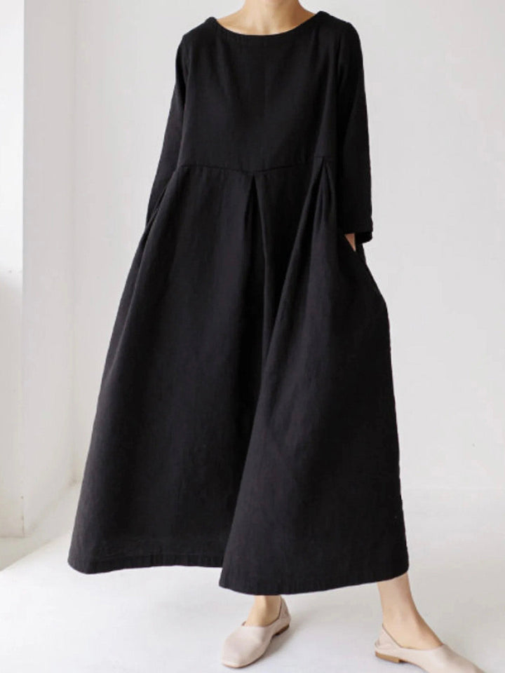 Levoire | Robes En Lin Amples Avec Poches Latérales Noir