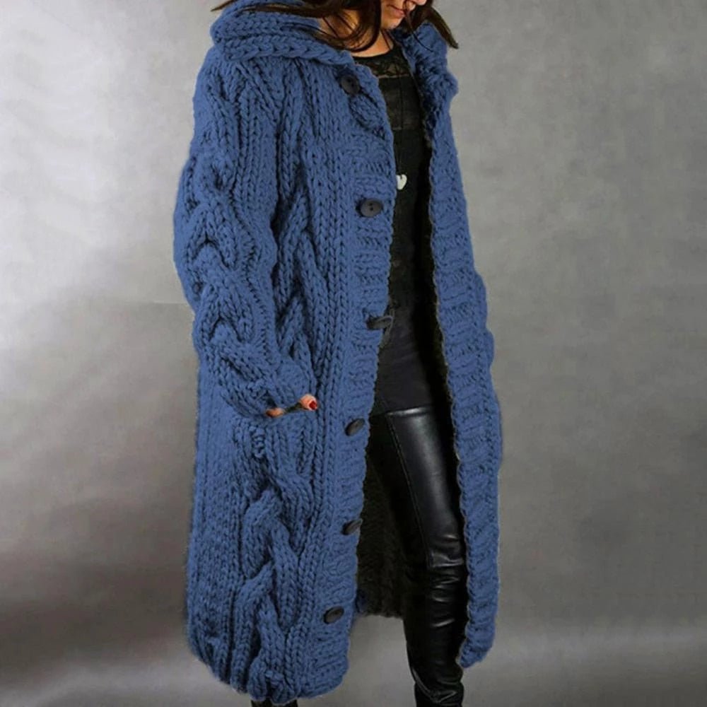 Levoire | Cape En Tricot Chaud Pour Femmes Bleu