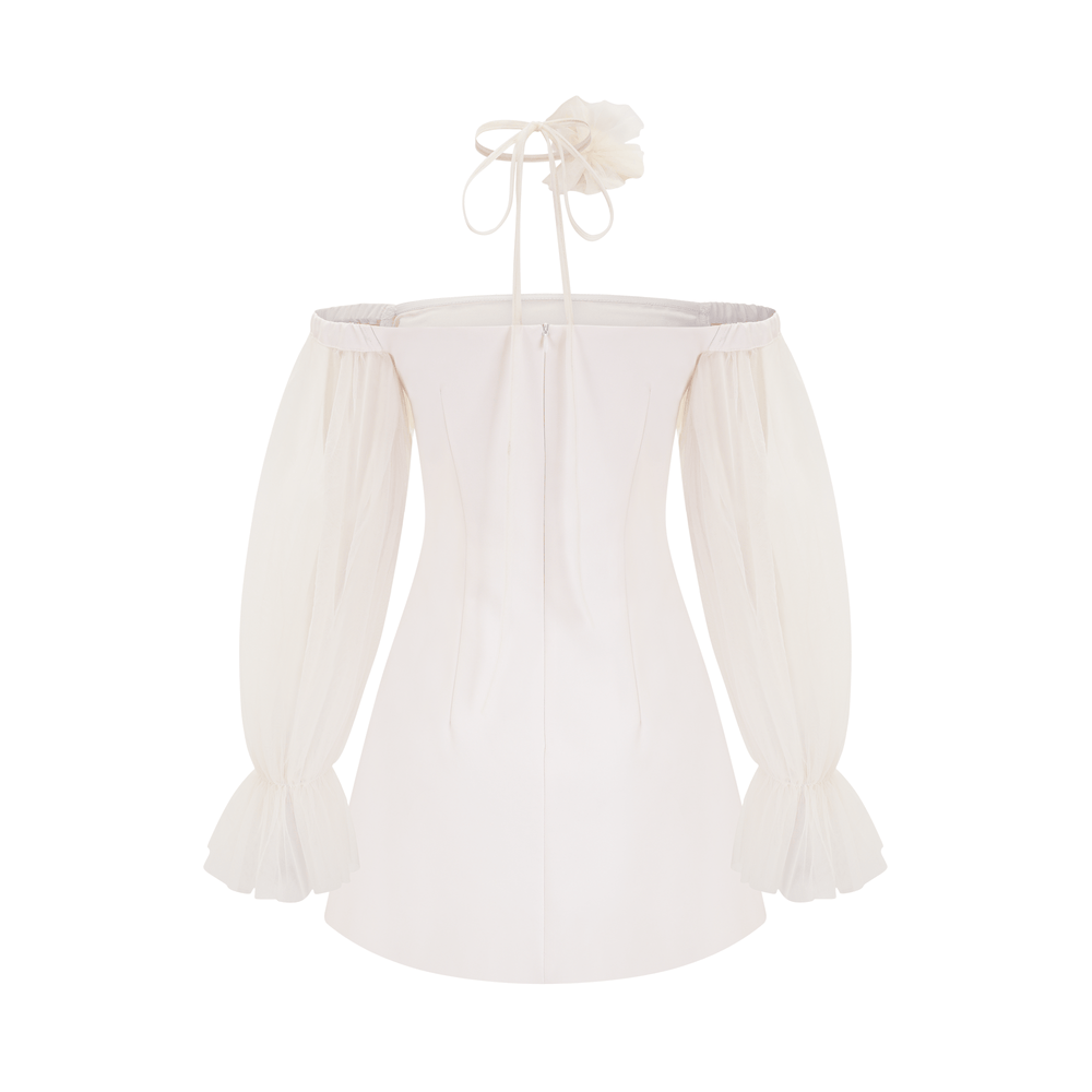 Levoire | Robe Mini À Bretelles Fleur Blanche
