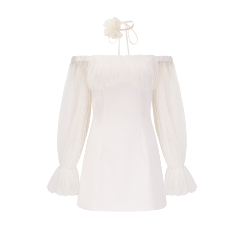 Levoire | Robe Mini À Bretelles Fleur Blanche