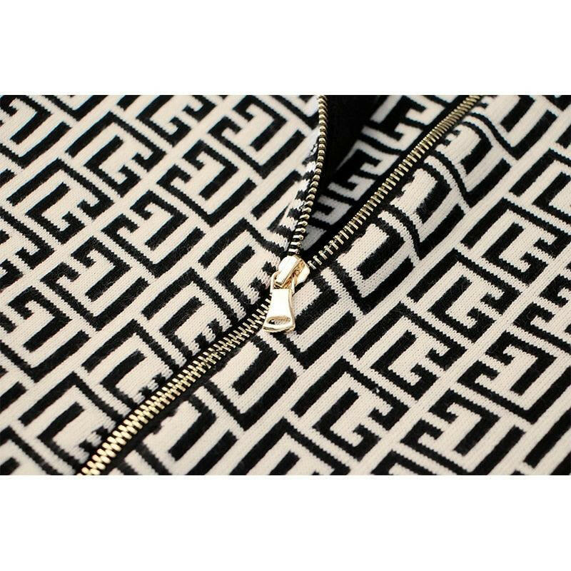 Levoire | Motif Géométrique Robe À Col En Maille Confortable