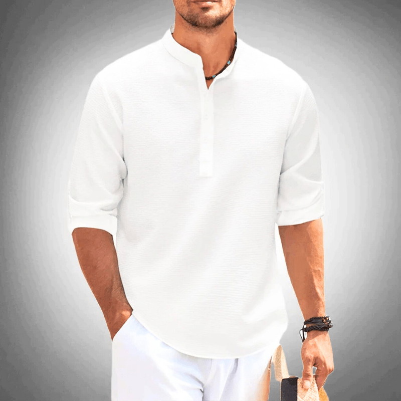 Levoire | Chemise Demi-Col Décontracté Homme Blanc