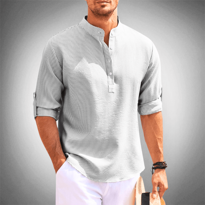 Levoire | Chemise Demi-Col Décontracté Homme Gris clair
