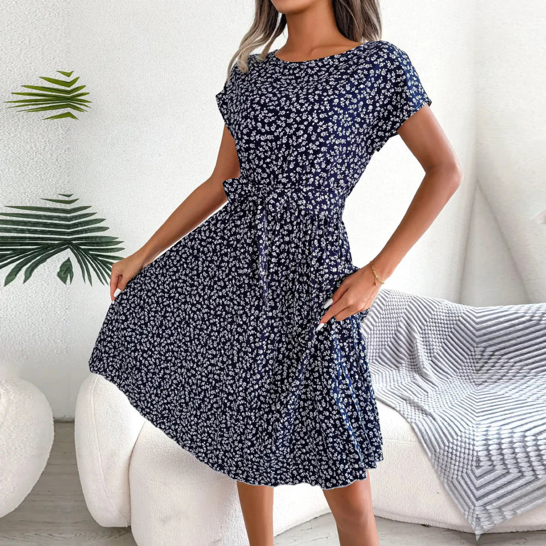 Levoire | Mini Robe À Manches Courtes Imprimée Bleu