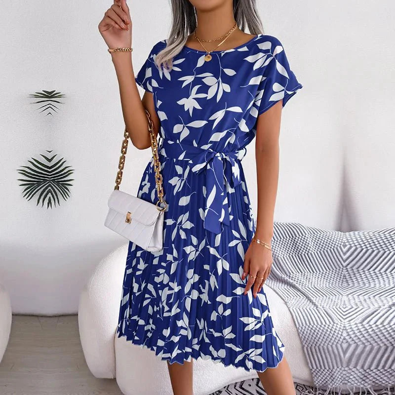 Levoire | Mini Robe À Manches Courtes Imprimée Impression bleue