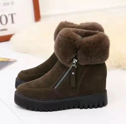 Levoire | Sandales en fourrure à fermeture éclair confortables Kaki
