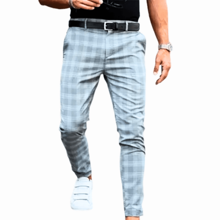 Levoire | Pantalon Carreaux Chic Homme Gris-bleu