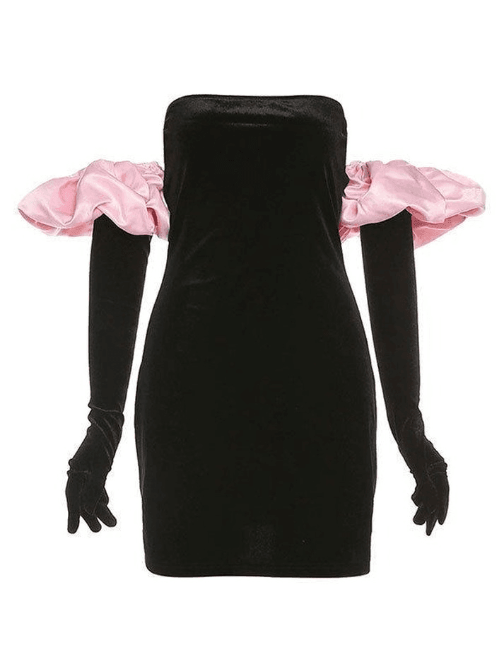 Levoire | Gants Détails Manches Bouffantes Robe Mini De Fête Rosa