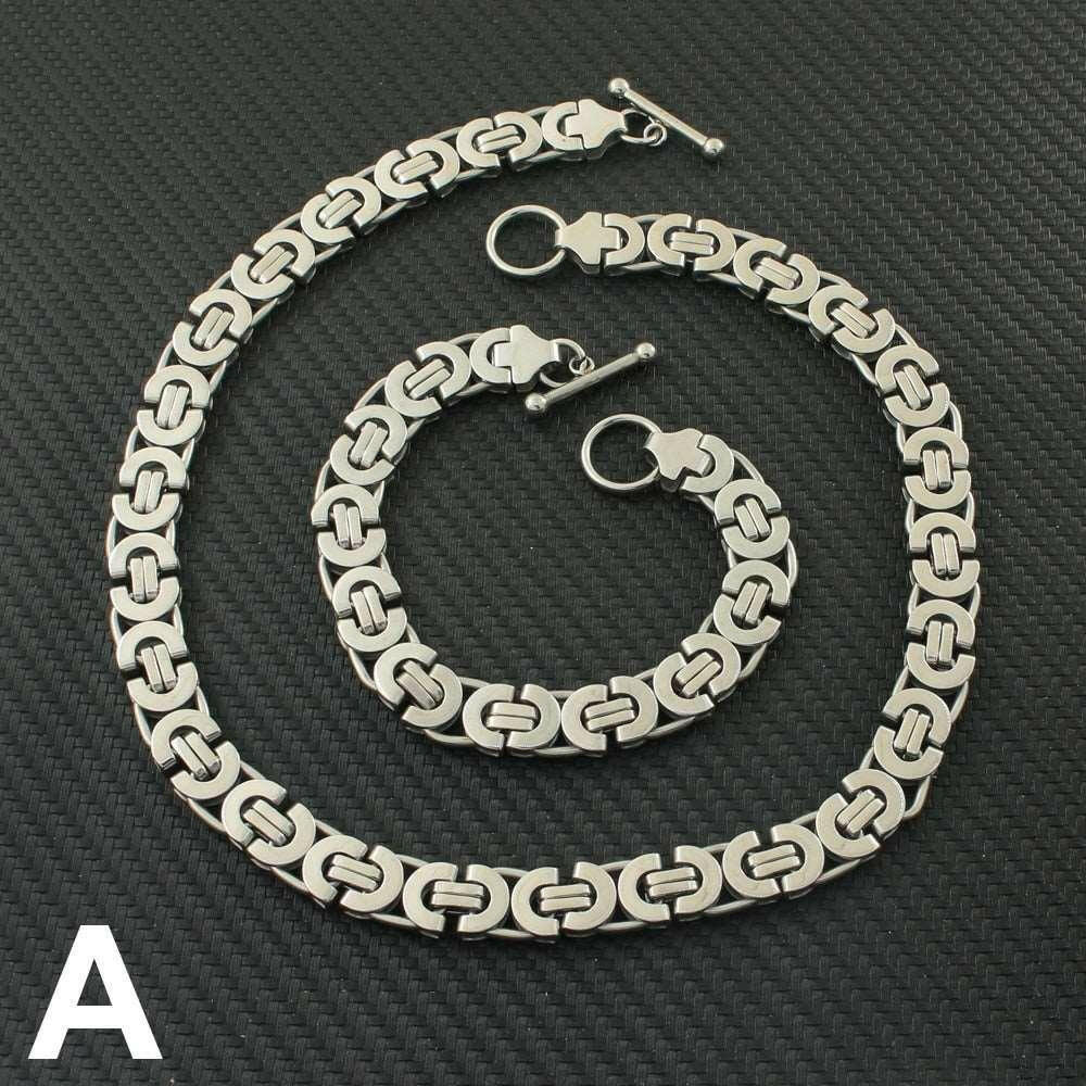 Levoire | Collier En Or & Duo De Bracelet Élégant & Sophistiqué Couleur argentée avec bracelet Largeur-11mm 45cm