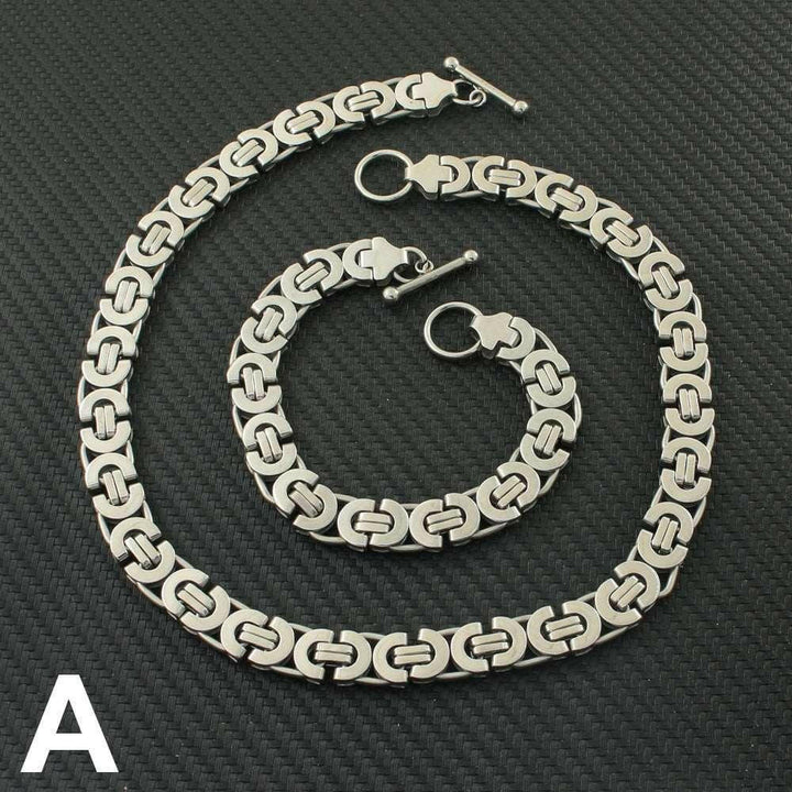 Levoire | Collier En Or & Duo De Bracelet Élégant & Sophistiqué Couleur argentée avec bracelet Largeur-11mm 45cm