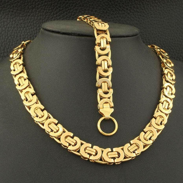 Levoire | Collier En Or & Duo De Bracelet Élégant & Sophistiqué Couleur or en métal avec bracelet Largeur-11mm 45cm