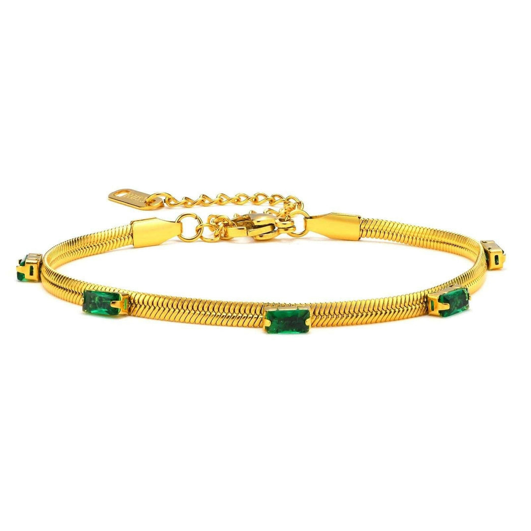 Levoire | Ensemble De Bijoux En Chaîne Serpent En Or Avec Zircon Cubique Bracelet avec vert