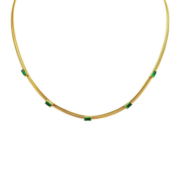 Levoire | Ensemble De Bijoux En Chaîne Serpent En Or Avec Zircon Cubique Collier avec vert