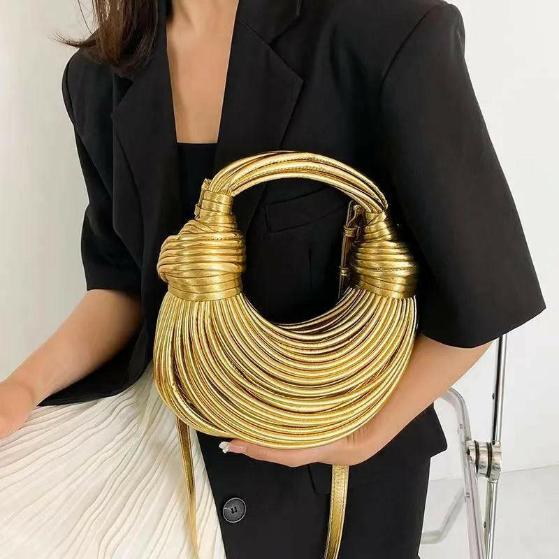 Levoire | Or Sac À Nouilles Tissé À La Main Sac Stylé En Pu Et Polyester Vente En Cours
