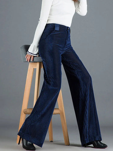 Levoire | Pantalons En Soie Rayés En Velours À Jambe Large Pour Femmes
