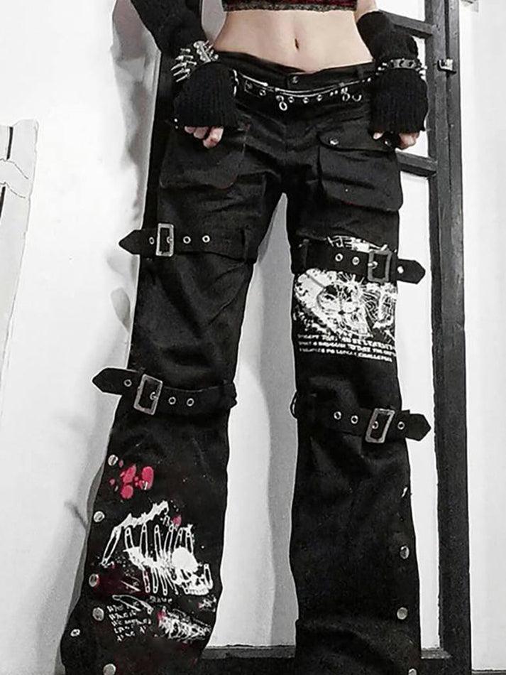 Levoire | Goth Metal Boucles Sacs Pantalons Cargo
