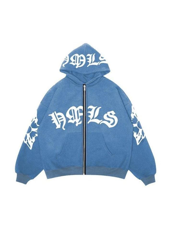 Levoire | Sweat À Capuche Zippé Graphique Lettre Gothique