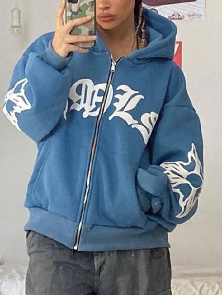 Levoire | Sweat À Capuche Zippé Graphique Lettre Gothique