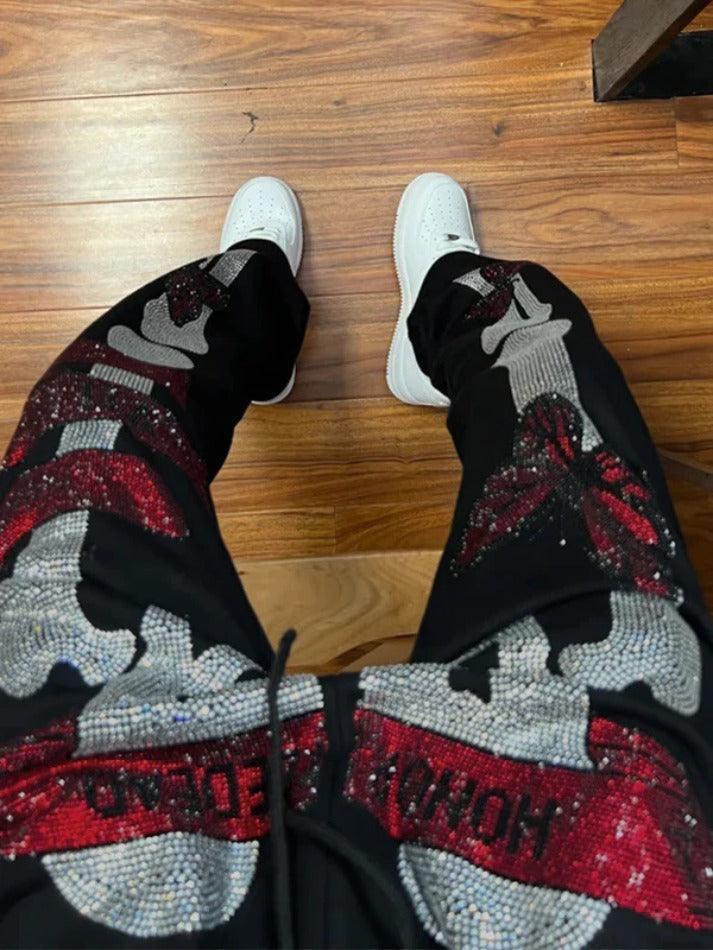 Levoire | Pantalons De Survêtement En Impression Strass Crâne Gothique
