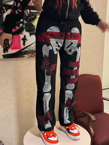 Levoire | Pantalons De Survêtement En Impression Strass Crâne Gothique