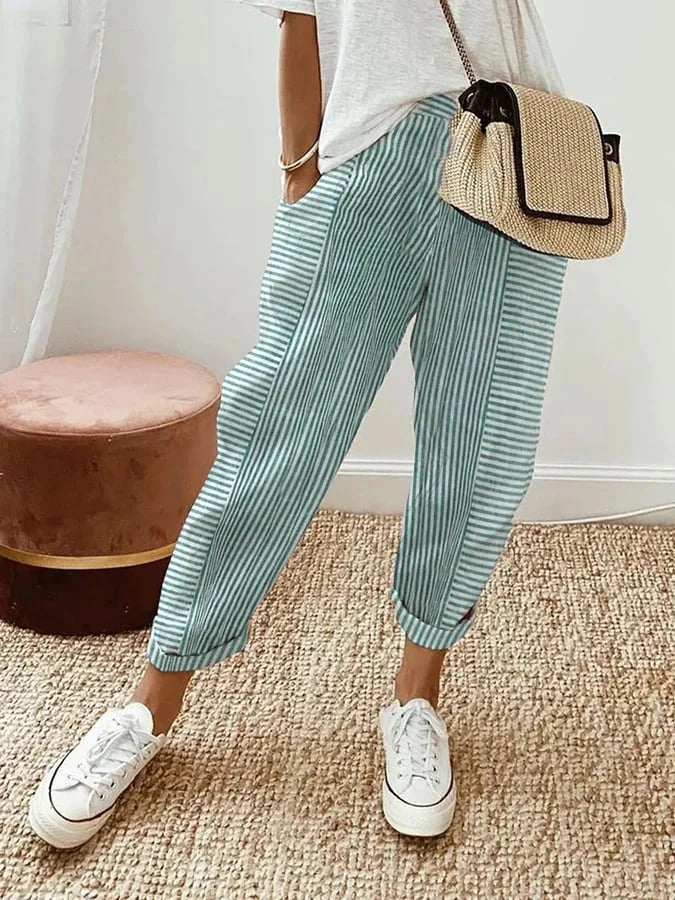 Levoire | Pantalon En Coton Rayé Vert