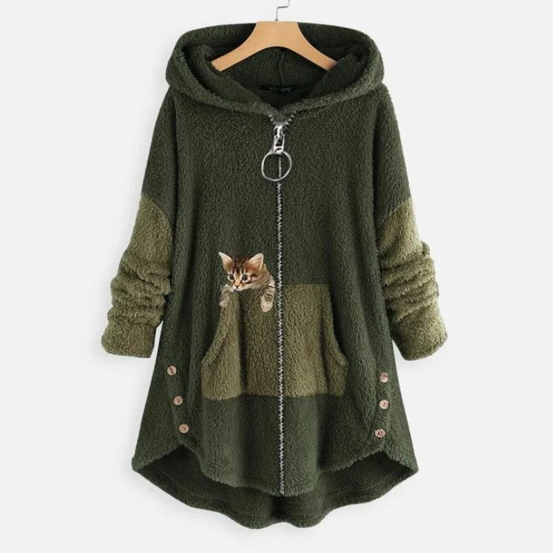 Levoire | Veste En Fleece À Manches Longues Avec Capuche Et Fermeture Éclair Vert