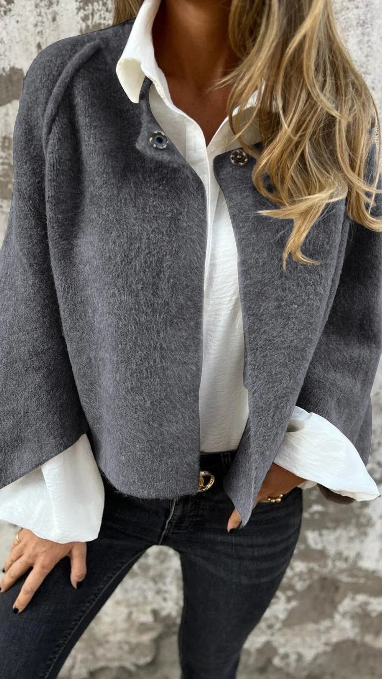 Levoire | Manteau En Laine À Manches Longues Avec Bouton Gris