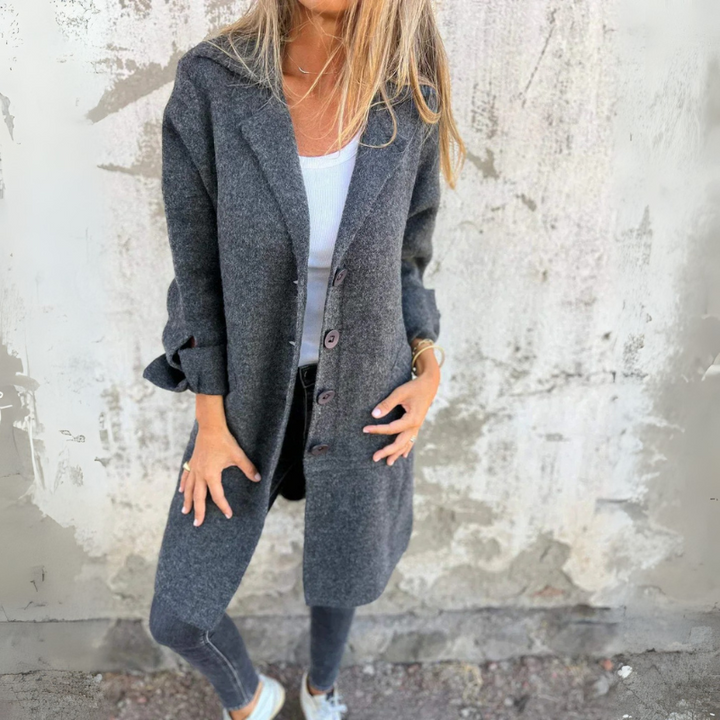 Levoire | Robe À Boutons Élégante Avec Coupe Classique Pour Femmes Gris
