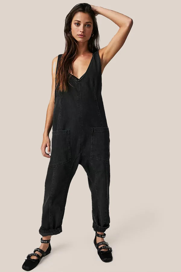 Levoire | Salopette En Denim Design Noir