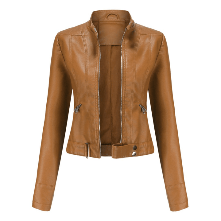 Levoire | Veste en cuir pour femmes courte avec une allure moderne Chameau