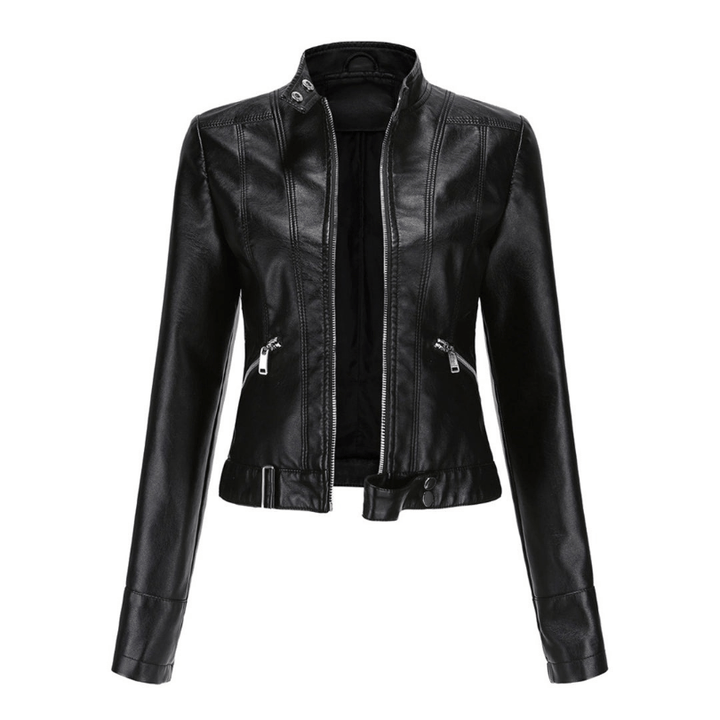 Levoire | Veste en cuir pour femmes courte avec une allure moderne Noir