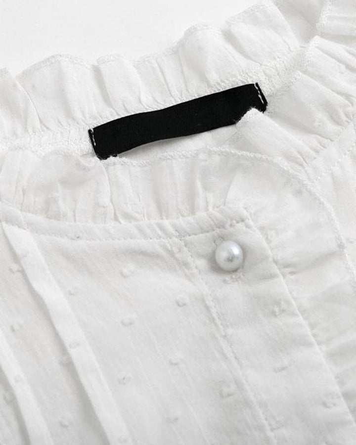 Levoire | Élégante Chemise Blanche À Motif À Petits Points