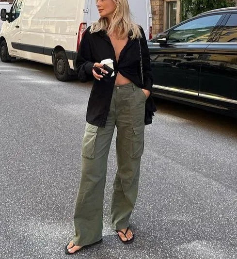 Levoire | Pantalon Cargo À Coupe Droite Vert