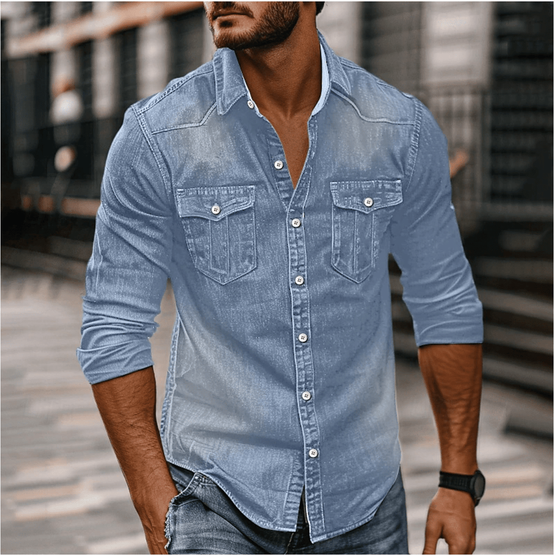 Levoire | Chemise en denim classique pour homme Chemise décontractée pour toutes les occasions Bleu