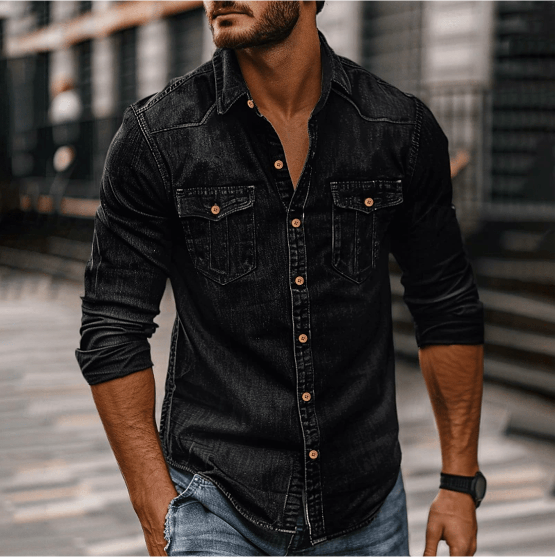 Levoire | Chemise en denim classique pour homme Chemise décontractée pour toutes les occasions Noir