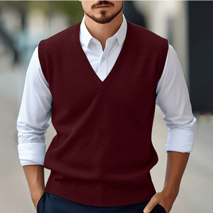 Levoire | Pull sans manches pour hommes avec décolleté en V Design élégant Matériau léger Bordeaux