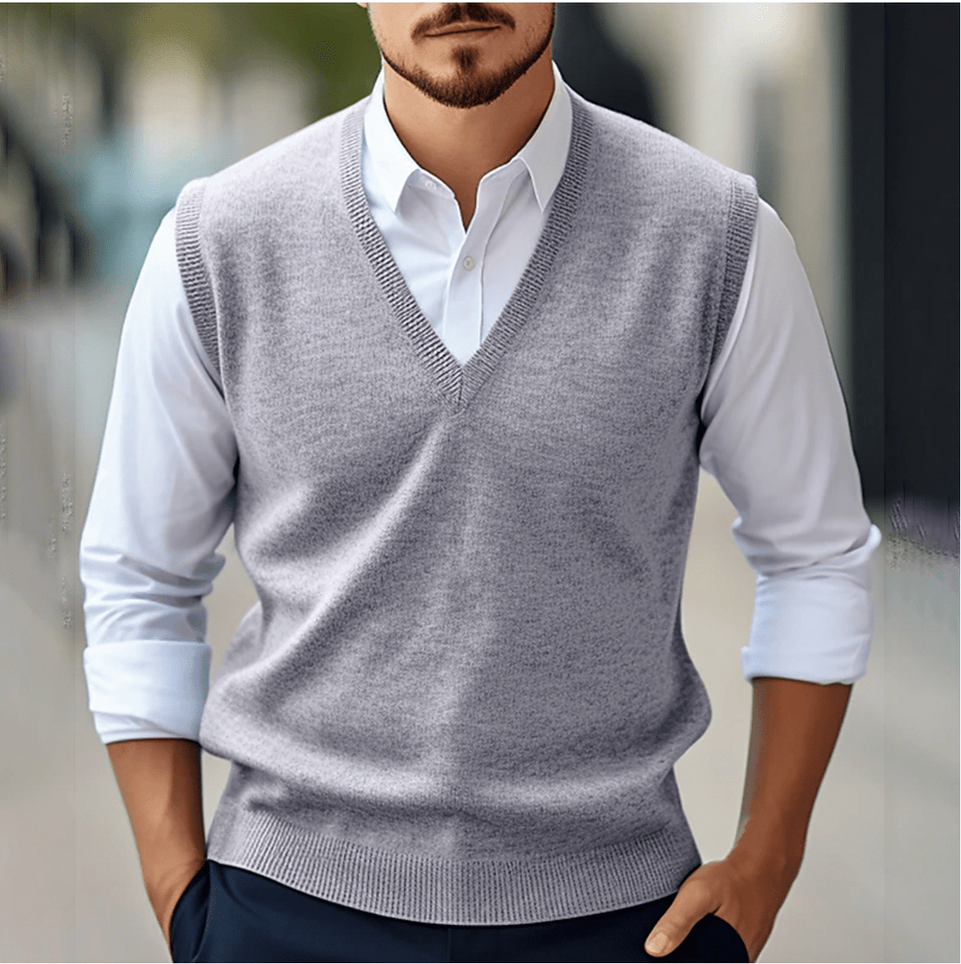 Levoire | Pull sans manches pour hommes avec décolleté en V Design élégant Matériau léger Gris