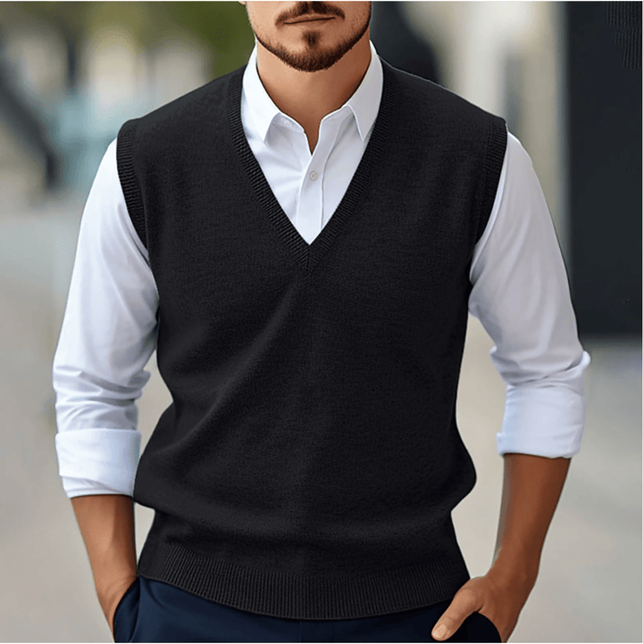 Levoire | Pull sans manches pour hommes avec décolleté en V Design élégant Matériau léger Noir