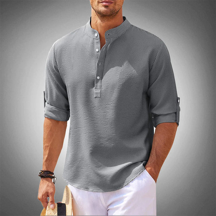 Levoire | Chemise D'Été Pour Hommes Chemise Décontractée Confortable En Mélange De Coton Dans Des Couleurs Modernes Gris