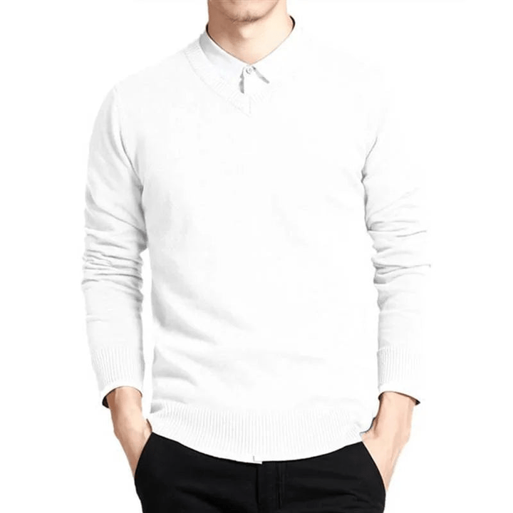 Levoire | Pull en coton premium avec col en V pour hommes, gilet Blanc