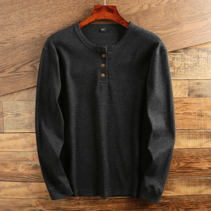 Levoire | Chemise à structure en gaufre Chemise pour hommes confortable Décontracté & Sportif Gris foncé