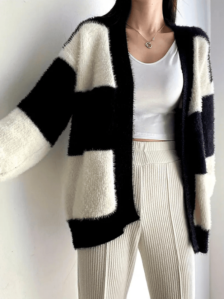Levoire | Sweat à capuche pour femmes Veste en tricot décontractée avec design bicolore Confortable et élégant Taille unique