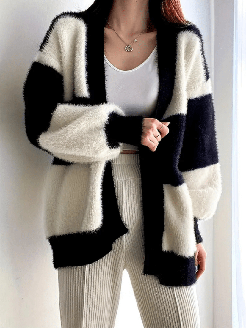 Levoire | Sweat à capuche pour femmes Veste en tricot décontractée avec design bicolore Confortable et élégant