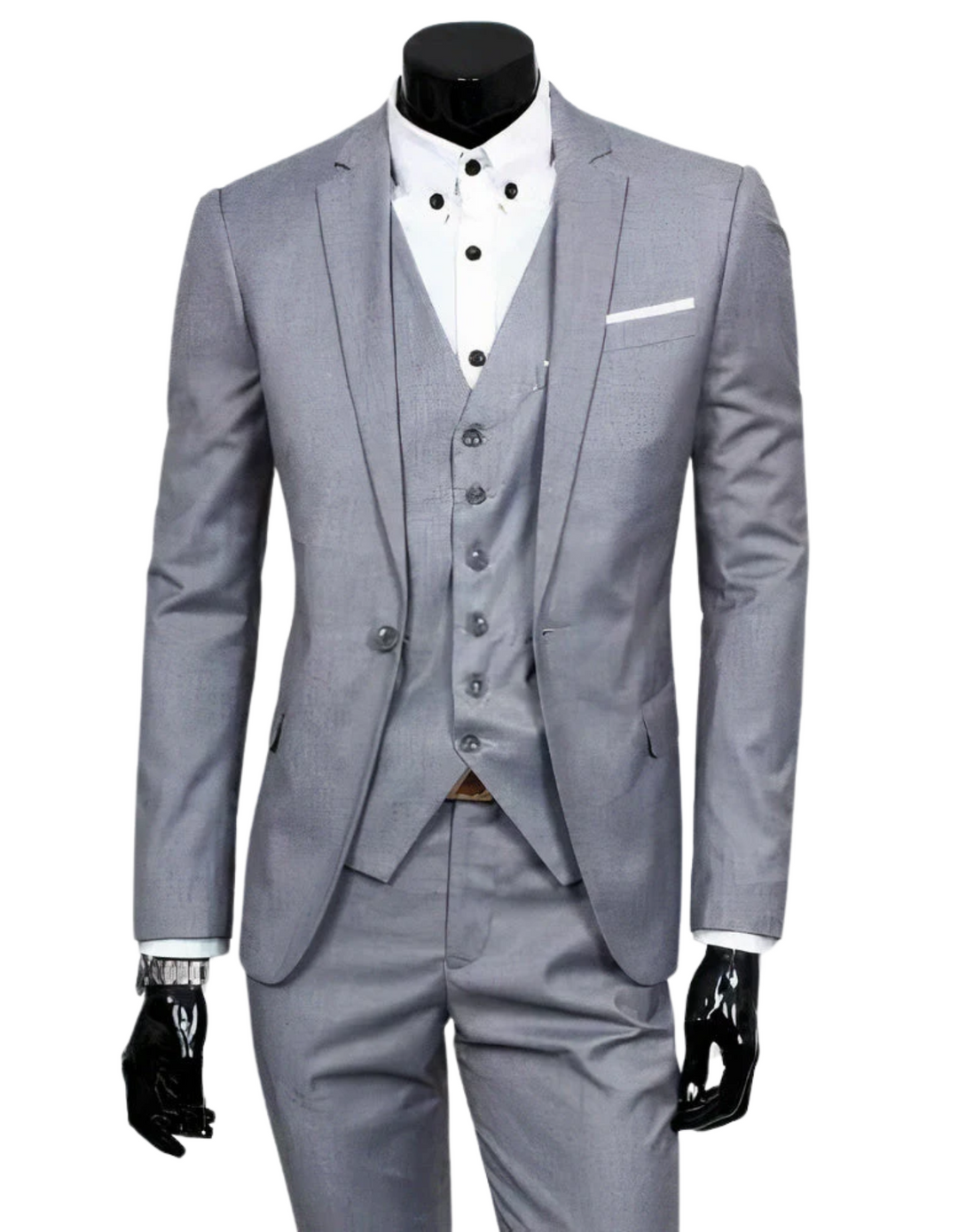 Levoire | Veste De Costume 3 Pièces Avec Gilet Et Pantalons Étroits Gris