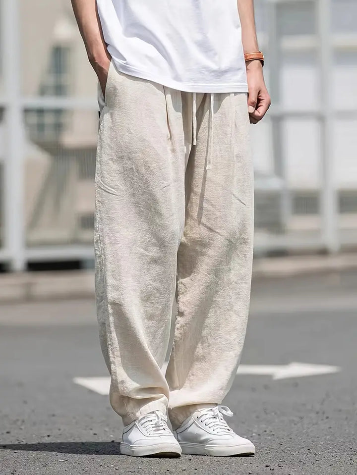 Levoire | Pantalon En Lin Baggy Pantalon D'Été Léger Avec Un Confort De Port Doux Khaki